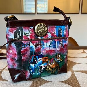 Hand Painted and Hand Signed Sharif Artistic Expressions Horse & Carriage Purse